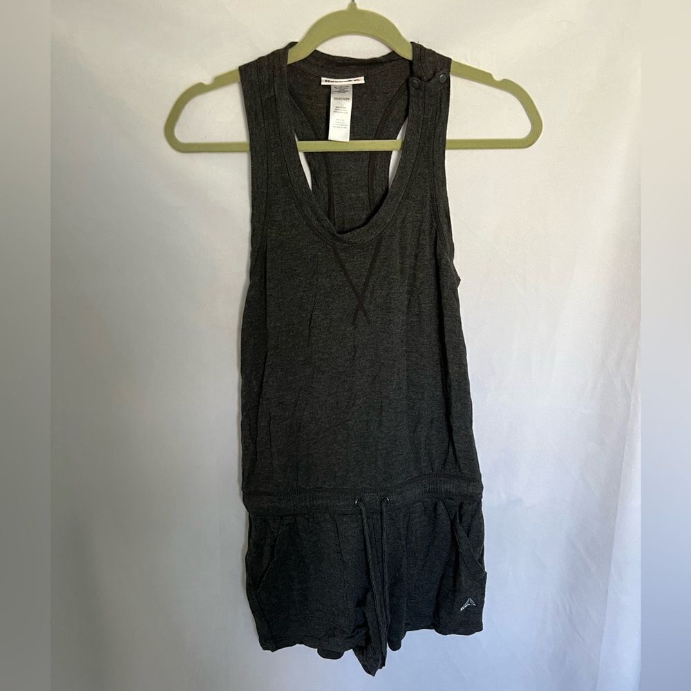 Reebok Gray Romper Womens size XS Snaps and Waist Tie